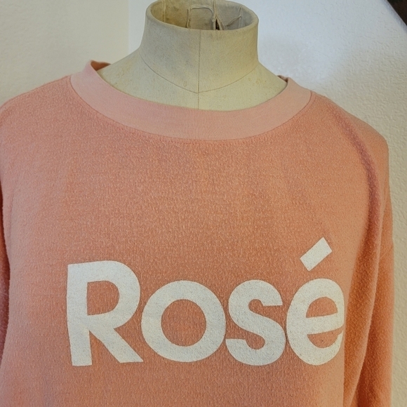 Wildfox Sz XS Rose All Day Sweatshirt Oversized Longline Orange Slouchy - Picture 2 of 6